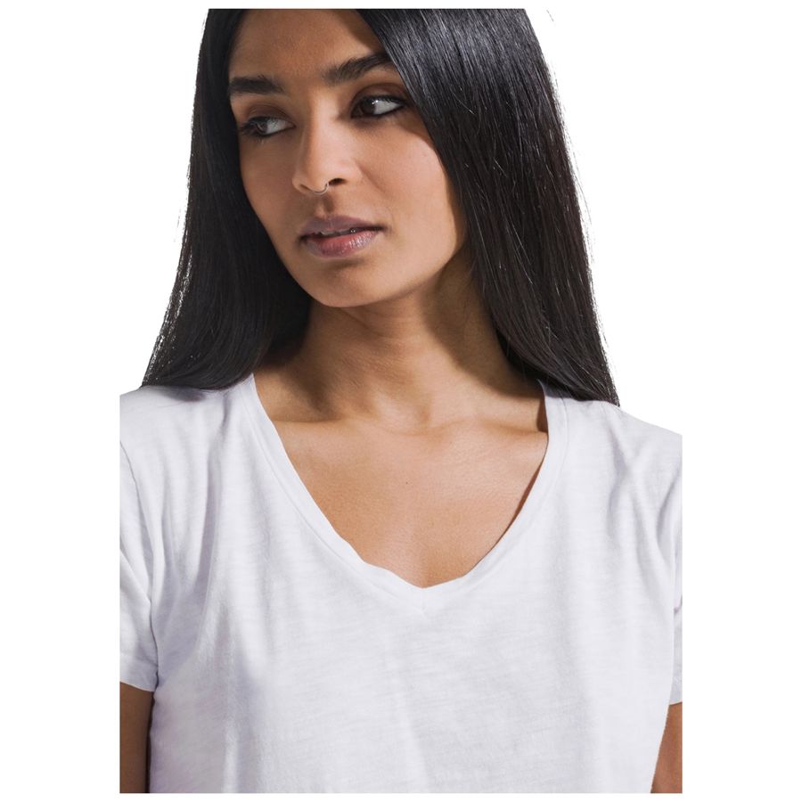 T-shirt a maniche corte in cotone con dettagli in seta bianco da donna Deha | D4249210001
